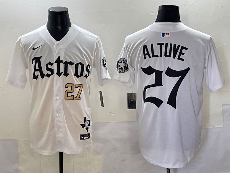 Men 2025 Houston Astros #27 Altuve White Five generations Joint Name Nike MLB Jersey style 2->houston astros->MLB Jersey